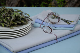 Hand Embroidered border linen in multiple colours