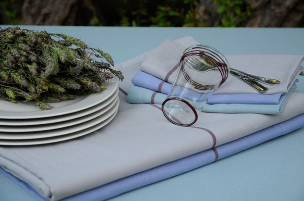 Hand Embroidered border linen in multiple colours