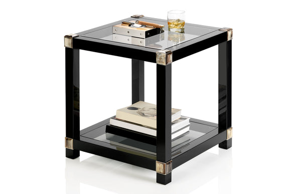 Black Lacquer and Polished Horn and Nickel Detail