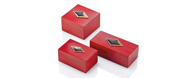 Red Lacquer and Polished Horn Boxes