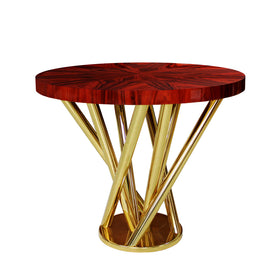 Designer Polished  Macassar Wood and Brass Side Table