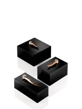 Arca-Glossy Black Lacquer Horn Boxes